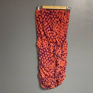 Bar III strapless summer dress coral and purple ruffled elastic medium